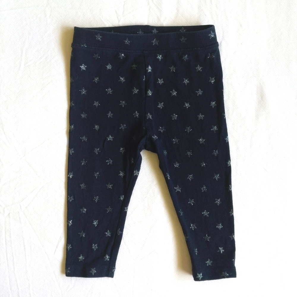 joe fresh navy blue glitter star leggings 6-12 months baby girl